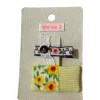 A pair of handcrafted fabric hair clips, cotton and linen embroidered bear style daily hair accessories for girls Item Picture